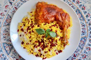 زرشک پلو با مرغ - ران